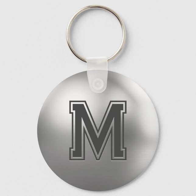Custom Monogram Brushed Metal Cool Keychain (Front)