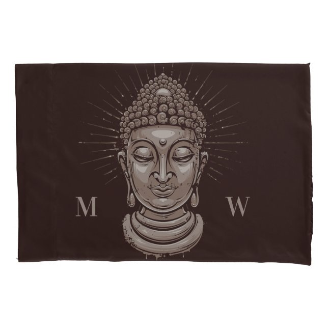 Custom monogram Buddha pillowcases (Front)