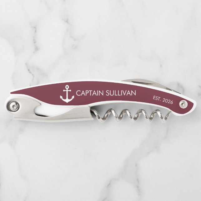 Custom Monogram Burgundy Crimson Captain Corkscrew (Front)