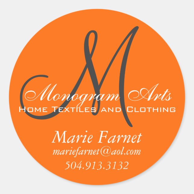 Custom Monogram Business Sticker (Front)