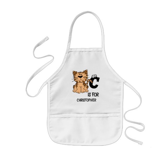 Custom monogram C is for Cats cute kitty kitten Kids Apron (Front)