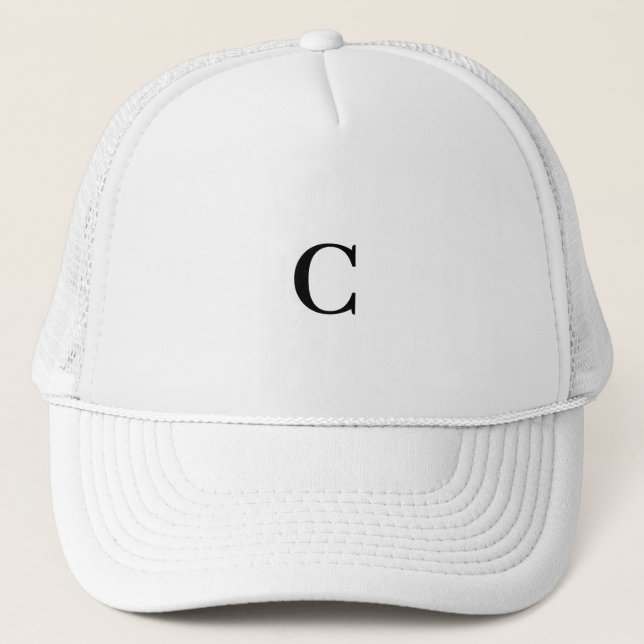 Custom Monogram C Logo Abhaya Libre Medium Font Trucker Hat (Front)