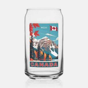 Custom Monogram Canada Travel Poster Can Glass