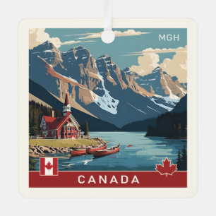 Custom Monogram Canada Travel Poster Metal Ornament