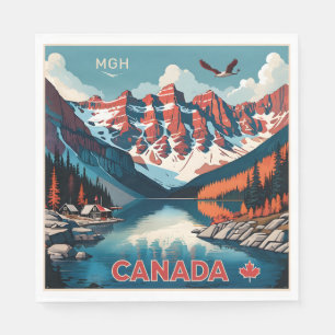 Custom Monogram Canada Travel Poster Napkin
