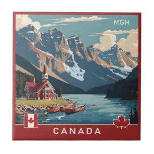 Custom Monogram Canada Travel Poster Tile
