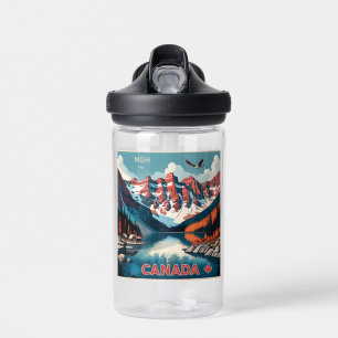 Custom Monogram Canada Travel Poster Water Bottle