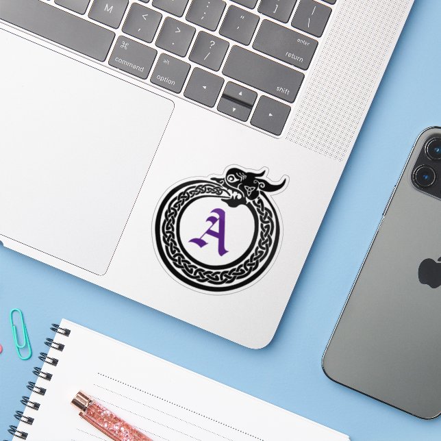 Custom Monogram Celtic Style Ouroboros (Laptop w/ iPhone)