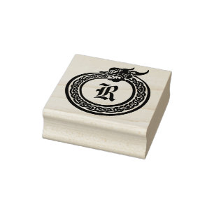Custom Monogram Celtic Style Ouroboros Rubber Stamp