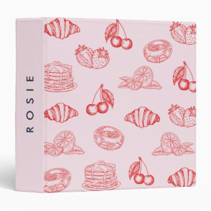 Custom Monogram Charming Girly Cherry Strawberry Binder