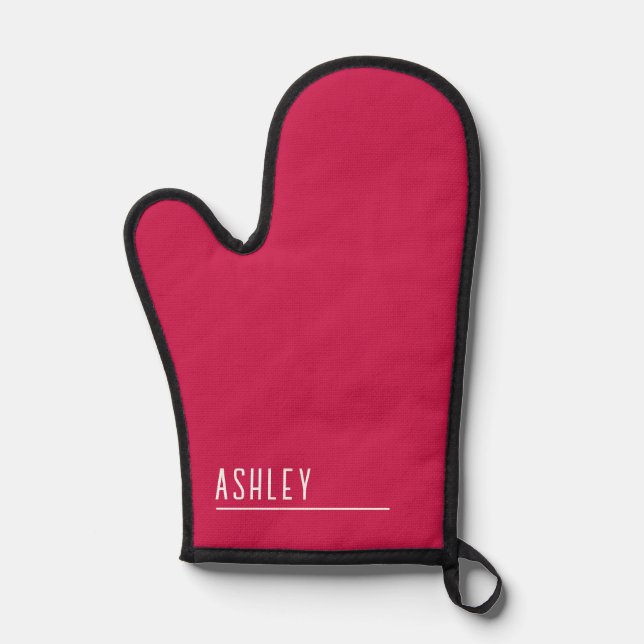 Custom monogram, cherry pink new line oven mitt (Front)