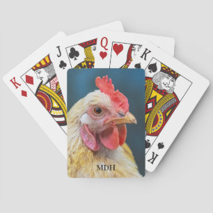 Custom Monogram Chicken Close-Up Playing Cards