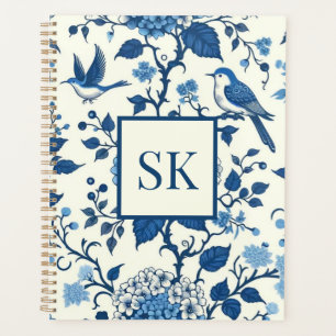 Custom Monogram Chinoiserie Blue and White  Planner