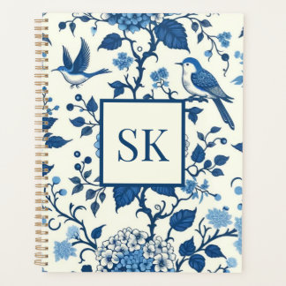 Custom Monogram Chinoiserie Blue and White Planner