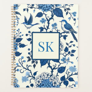 Custom Monogram Chinoiserie Chic, Hydrangeas  Planner