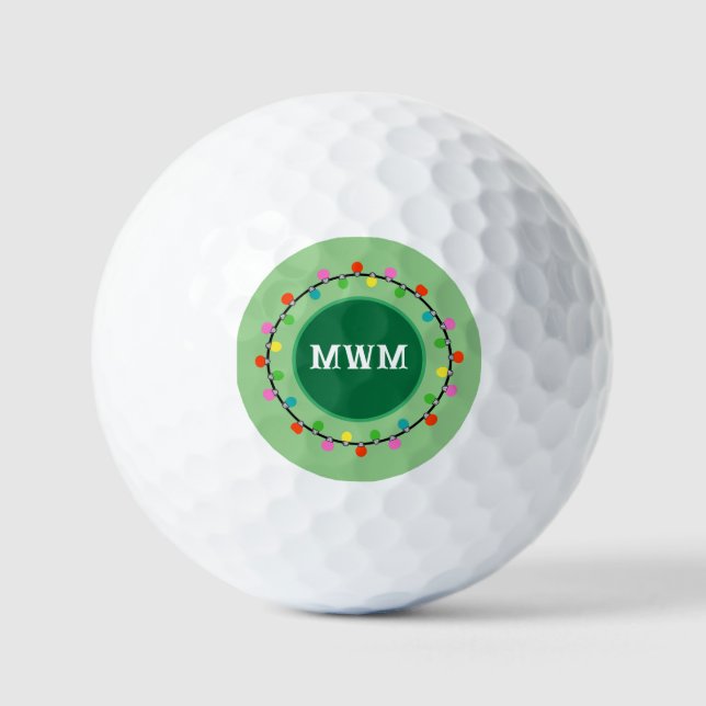 Custom Monogram Christmas Lights Golf Ball (Front)