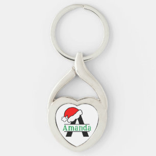 Custom Monogram Christmas Personalized Monogrammed Keychain