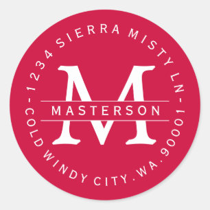 Custom Monogram Christmas Return Address Label II