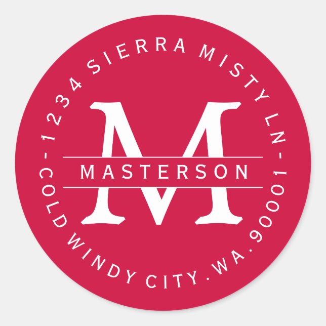 Custom Monogram Christmas Return Address Label II (Front)