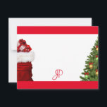 Custom Monogram Christmas Tree Handwritten Script Card<br><div class="desc">Custom Monogram Christmas Tree Handwritten Script Template Personalized Flat Note Card.</div>