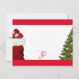 Custom Monogram Christmas Tree Handwritten Script Card
