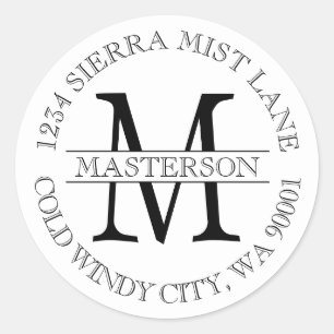 Custom Monogram Circular Return Address Label
