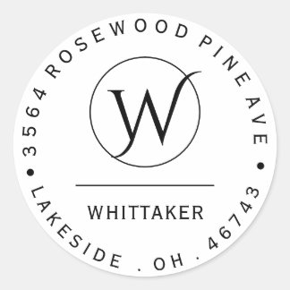 Custom Monogram Circular Return Address Label