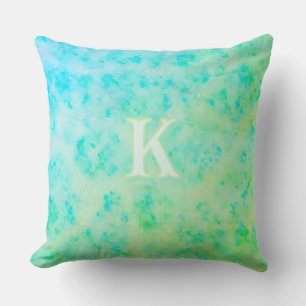 Custom Monogram Coastal Abstract Textural Layered Throw Pillow