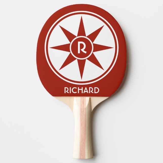 Custom monogram & colour ping pong paddle (Front)