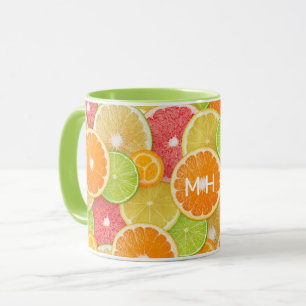 Custom Monogram Colourful Citrus Mug
