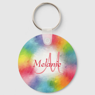 Custom Monogram Colourful Modern Abstract Template Keychain