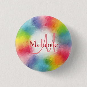 Custom Monogram Colourful Template Add Your Text 1 Inch Round Button