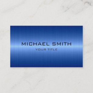 Custom Monogram Cool Blue Stainless Steel Metal Business Card