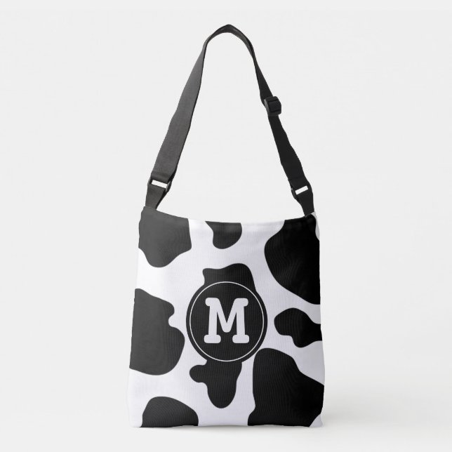 Custom monogram cow print cross body bag (Front)