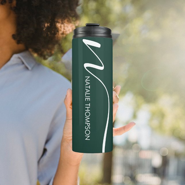 Custom Monogram Customized With Name Emerald Green Thermal Tumbler (Creator Uploaded)