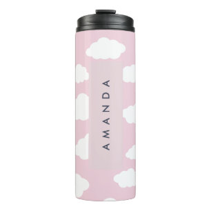 Custom Monogram Cute Girly Pink Cloud Gifts Thermal Tumbler