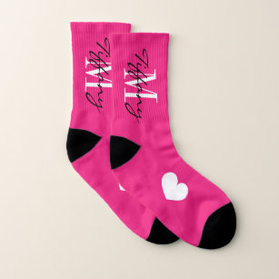 Custom monogram cute pink sport socks for women