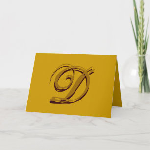 Custom Monogram "D" Card Brown and Gold