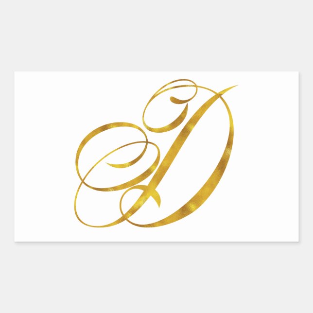Custom Monogram D Faux Gold Foil Monograms Initial Sticker (Front)