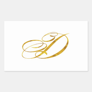 Custom Monogram D Faux Gold Foil Monograms Initial Sticker