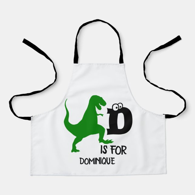 Custom monogram D is for Dinosaur cute T Rex Apron (Front)