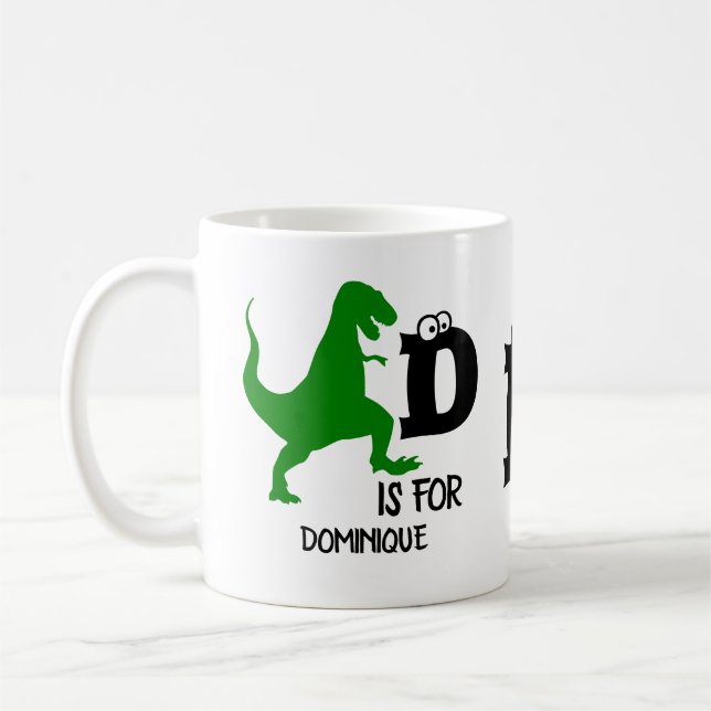 Custom monogram D is for Dinosaur cute T Rex Coffee Mug (Left)