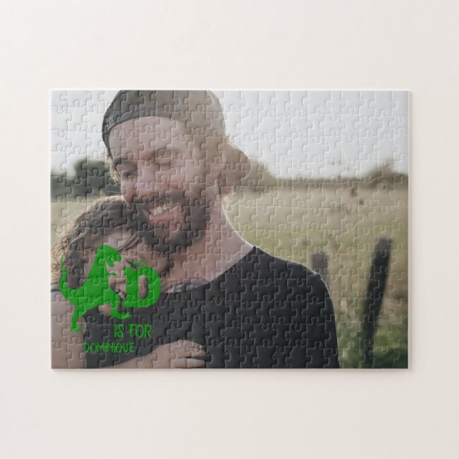 Custom monogram D is for Dinosaur cute T Rex Jigsaw Puzzle (Horizontal)