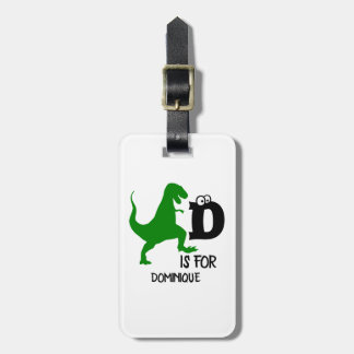 Custom monogram D is for Dinosaur cute T Rex Luggage Tag