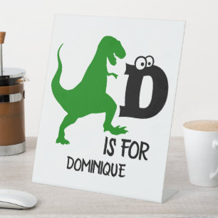 Custom monogram D is for Dinosaur cute T Rex Pedestal Sign