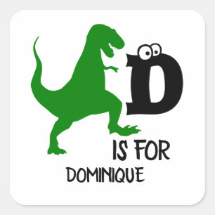 Custom monogram D is for Dinosaur cute T Rex Square Sticker