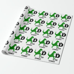 Custom monogram D is for Dinosaur cute T Rex Wrapping Paper