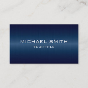 Custom Monogram Dark Blue Stainless Steel Metal Business Card