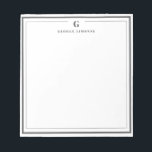 Custom Monogram Dark Gray Border Stationery Notepad<br><div class="desc">Make a lasting impression with this elegant personalized stationery, featuring a bold dark gray monogram and name in classic serif type. Framed by a double-line border for a refined touch, this flat note card is perfect for thank you notes, personal messages, or professional correspondence. Ideal for gifting or adding a...</div>