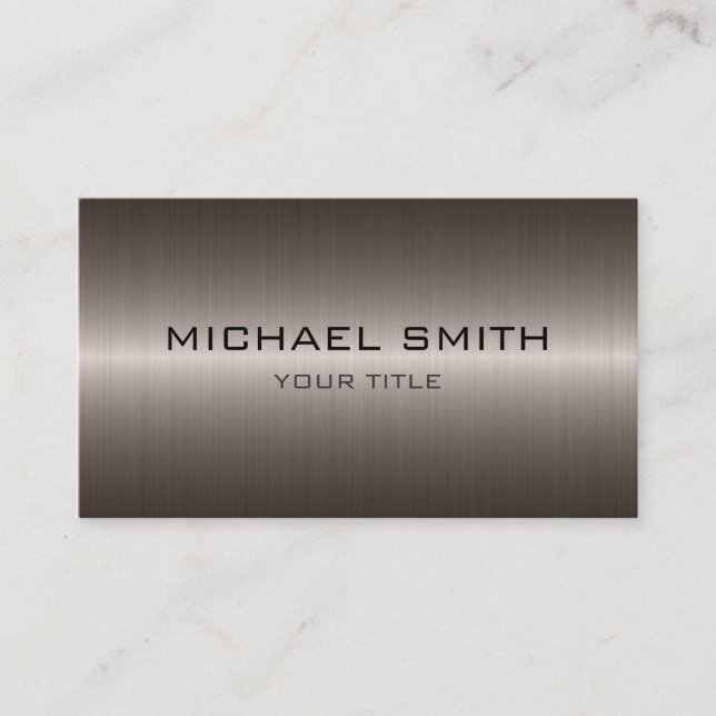 Custom Monogram Dark Stainless Steel Metal Business Card (Front)